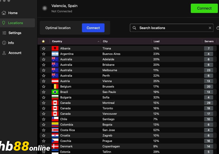 Chọn máy chủ VPN gần khu vực đang sinh sống