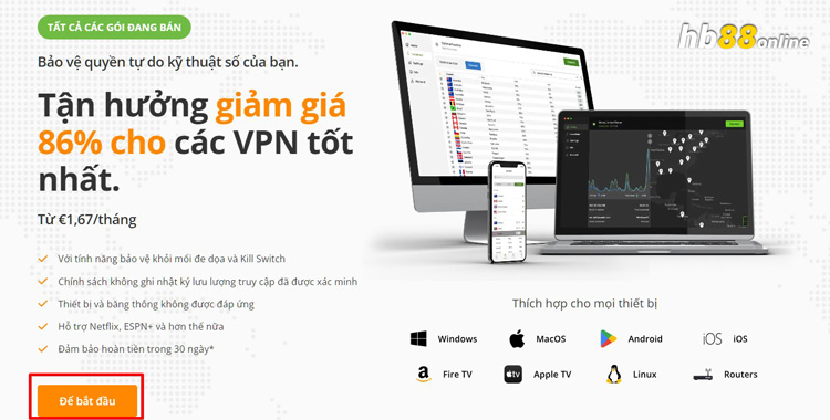 Hướng dẫn cài đặt IPVanish VPN cá cược trên HB88