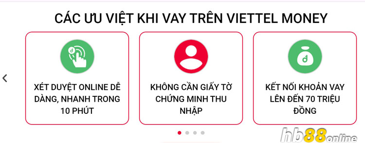 Ưu điểm của việc vay tiền Viettel Money nạp HB88