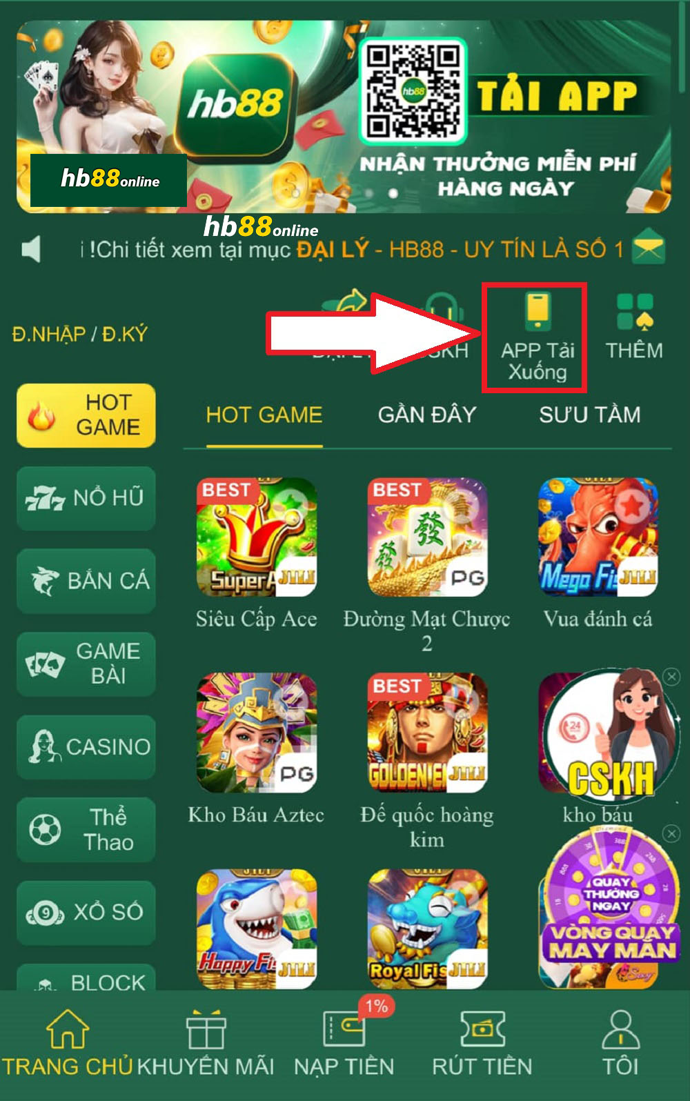 Truy cập trang web HB88 để tải app Hb88 về máy