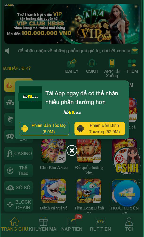 Chọn phiên bản phù hợp khi tải app HB88