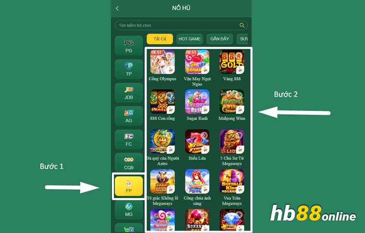 Lựa chọn trò chơi nổ hũ PP yêu thích